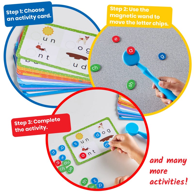 hand2mind Reading Readiness Activity Set, Magnetic Wands and Chip Set, Learn to Spell for Kids, Spelling Toys, CVC Words for Kindergarten, Learning Letters, Science of Reading Manipulatives - Image 4