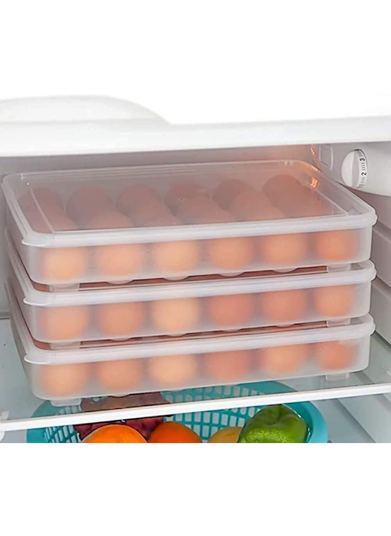 BluBasket - BluBasket Egg Holder for Refrigerator Deviled Egg Tray Carrier with Lid Fridge Egg Dispenser Egg Storage Stackable Plastic Egg Containers 24 Egg Box - Image 1