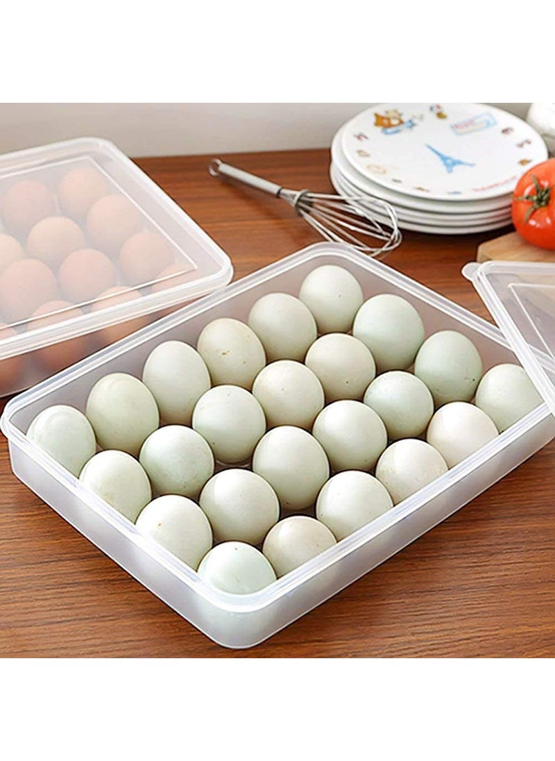 BluBasket - BluBasket Egg Holder for Refrigerator Deviled Egg Tray Carrier with Lid Fridge Egg Dispenser Egg Storage Stackable Plastic Egg Containers 24 Egg Box - Image 1