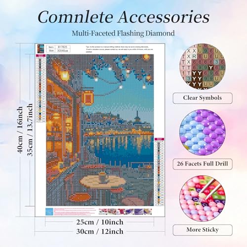 Camocin Diamond Art Kits for Adults Coffee, 5D City Landscape Diamond Painting Kits for Adults Beginners, DIY Street Full Round Dots Drill Gem Art Kit for Gift Home Wall Decor 12 x 16 Inch - Image 3
