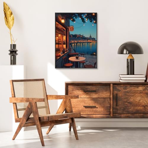 Camocin Diamond Art Kits for Adults Coffee, 5D City Landscape Diamond Painting Kits for Adults Beginners, DIY Street Full Round Dots Drill Gem Art Kit for Gift Home Wall Decor 12 x 16 Inch - Image 2