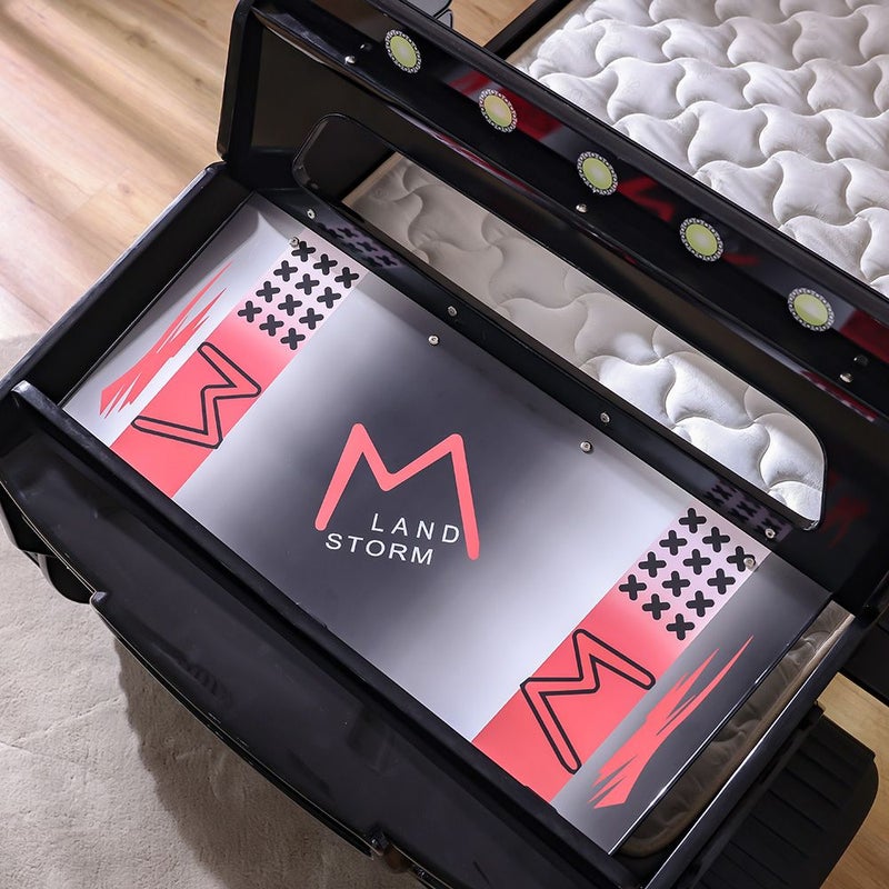 DANUBE HOME Ranger Explorer V2 90X190 Truck Bed W/Front Light | Modern Design Wooden Kids Bed Frame Furniture | Comfortable Bed (Mattress Not Included) - Black - Image 2