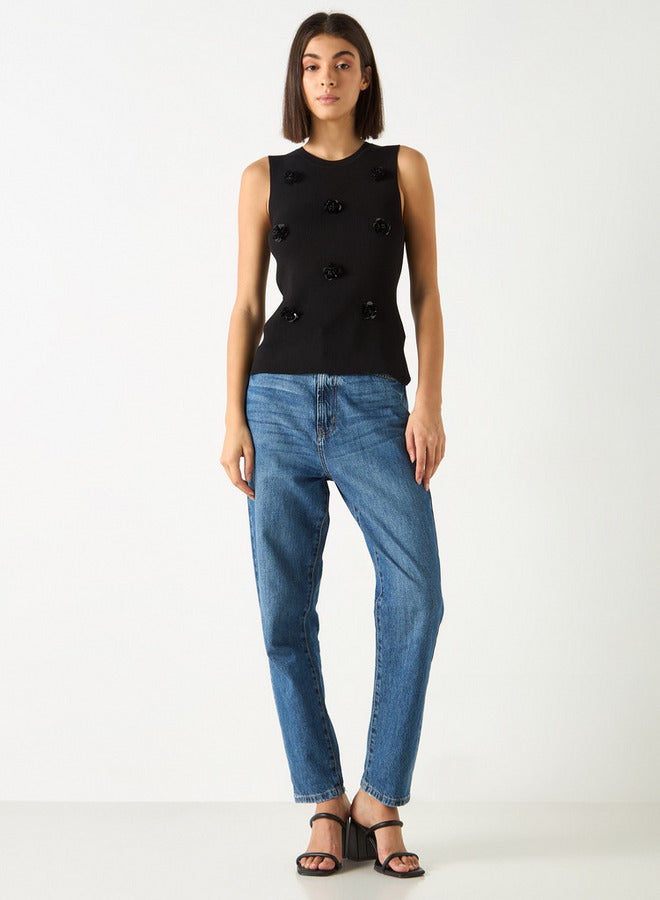 2Xtremz Floral Accent Sleeveless T-shirt with Crew Neck - Image 2