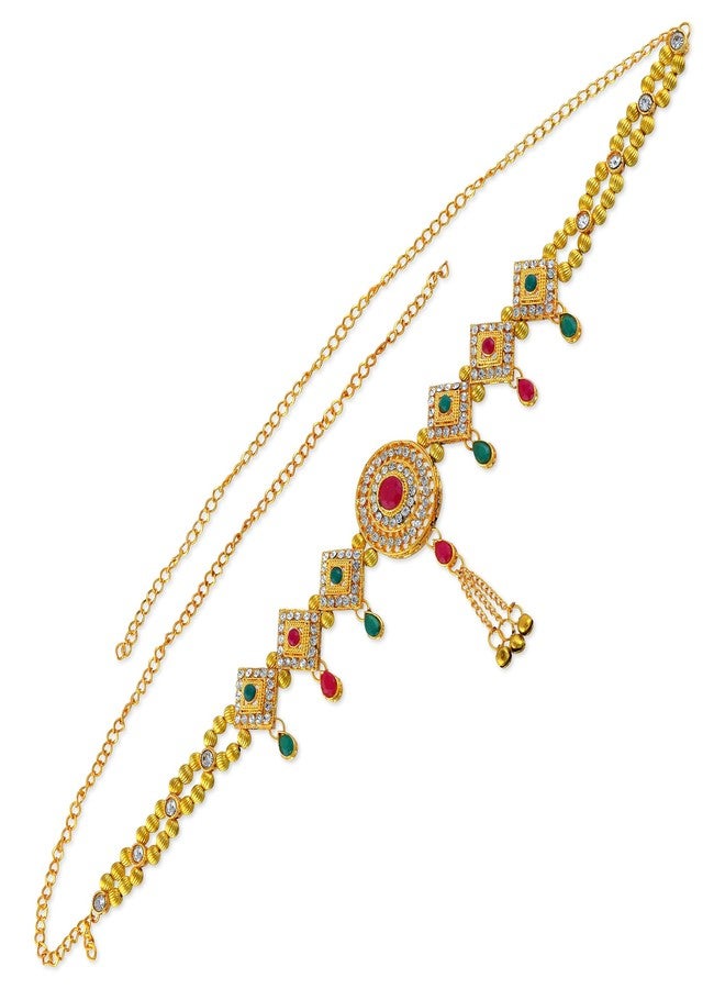 Superstore18 Brass Micron gold-Plated Traditional Kamarbandh, bellychain waistbelt Kundan Meena Precious Stone Studded ethnic Bridal Wedding Jewellery (SST2602KBKK) - Image 2