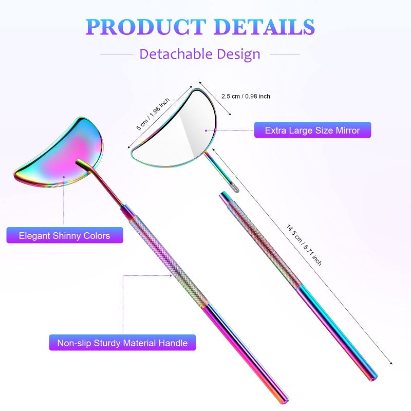 Jetec 2 Pieces Lash Mirror Eyelash Extension Mirror Half-moon Shape Lash Mirror 1.96 inch Stainless Steel Eyelash Mirror Tool Large Eyelash Inspection Mirror for Women Girls Makeup Supplies - Image 2