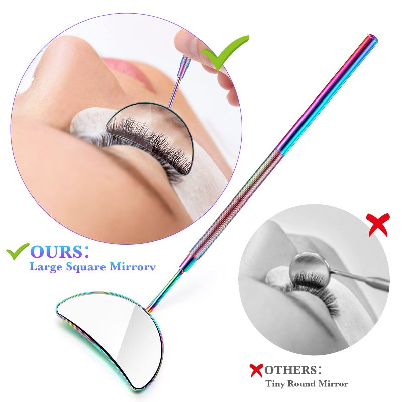 Jetec 2 Pieces Lash Mirror Eyelash Extension Mirror Half-moon Shape Lash Mirror 1.96 inch Stainless Steel Eyelash Mirror Tool Large Eyelash Inspection Mirror for Women Girls Makeup Supplies - Image 3
