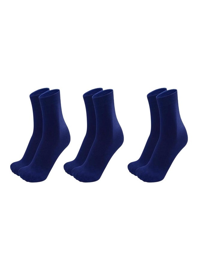 MUKHAKSH (Pack of 3 Pairs = 6 Socks Boys Cotton Navy Blue Ankle Length Socks, Sports Socks, Badminton Socks, Atheletics Socks