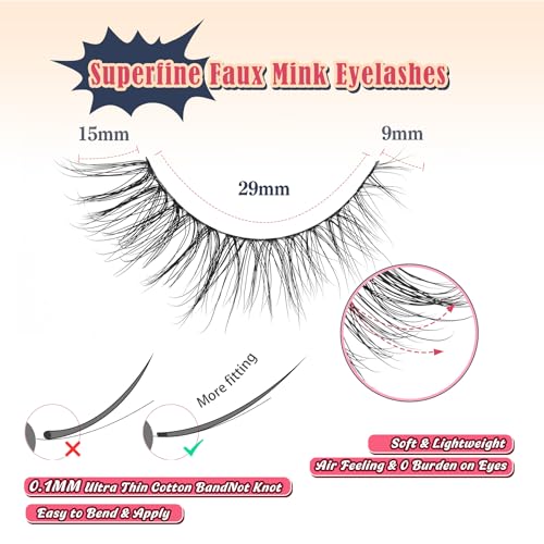 Siligli Eyelashes Natural Cat Eye Lashes 15mm Wispy Eyelashes Flared Fluffy Strip Lashes 0.1MM Thin Band False Eyelashes C Curl Lashes Siligli Eye Lashes Pack 7 Pair - Image 2