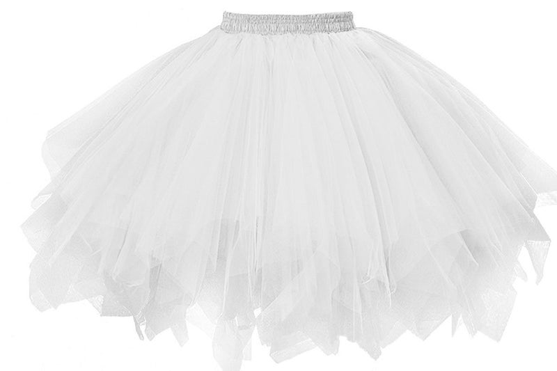 GOOBGS Musever 1950s Vintage Ballet Bubble Skirt Tulle Petticoat Puffy Tutu White Small/Medium - Image 1