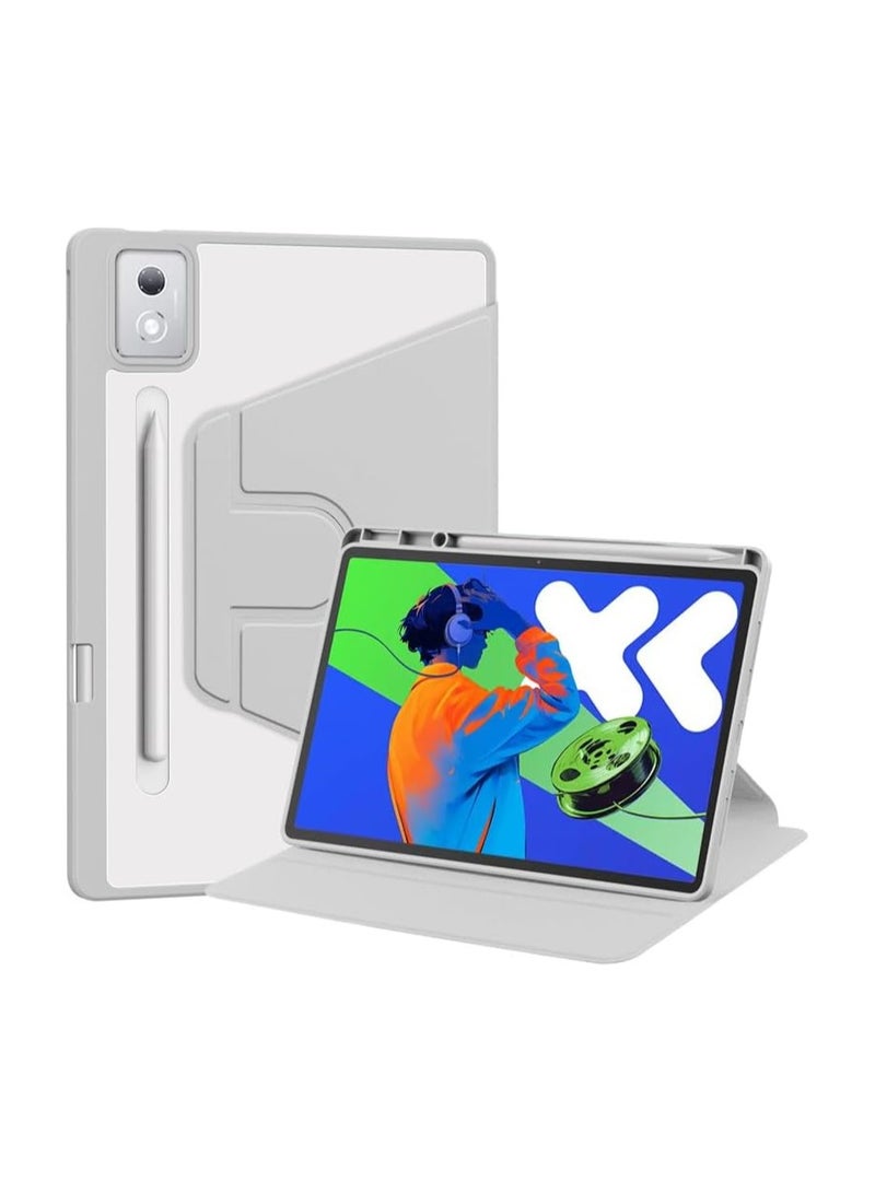VKL Case Compatible with Lenovo Idea Tab Pro 12.7 Inch 2025,360 Degree Rotating Stand,Acrylic Transparent Rotating Protective Case,Multi-View Stand,with Pen Slot,Auto Sleep/Wake (Gray) - Image 1