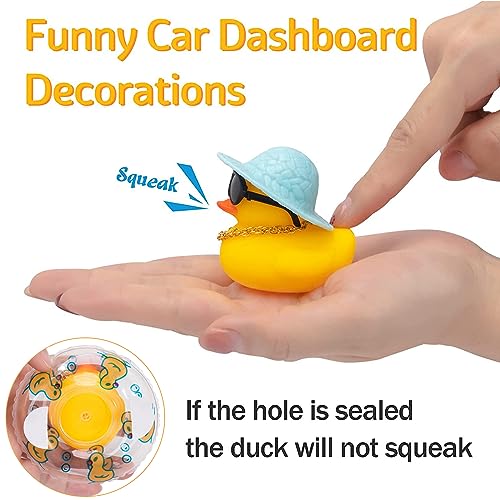 wonuu Car Rubber Duck Car Duck Decoration Dashboard Car Ornament for Car Dashboard Decoration Accessories with Mini Bachelor Cap Necklace and Sunglasses - Image 5
