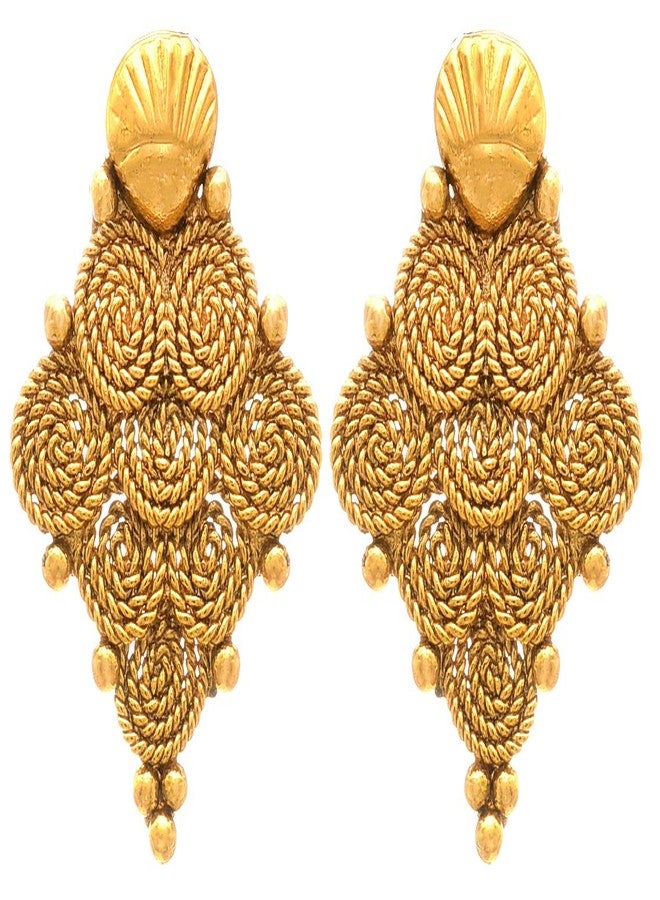 JFL - Traditional Ethnic One Gram Gold Plated Spiral Designer Mangalsutra with Earring and Double Black Beaded Chain for Women,Valentine - Image 3