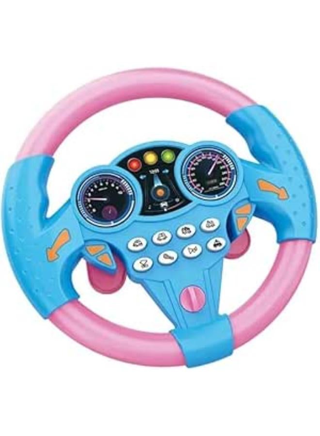 Kids Electronic Toy Steering Wheel, Blue and Pink, 20 x 7.5 cm, Educational Racing Game Controller