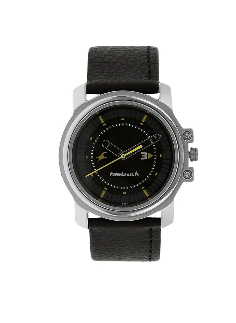 فاستراك Fastrack Quartz Analog Black Dial Leather Strap Watch for Guys