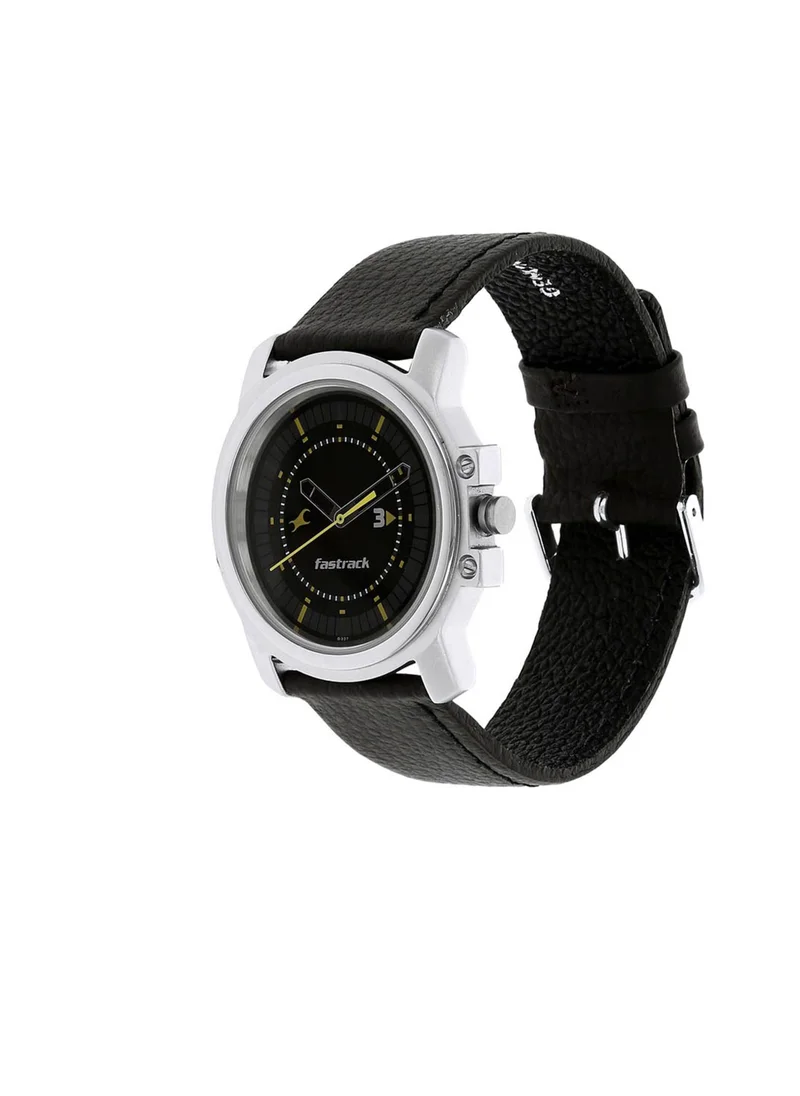 فاستراك Fastrack Quartz Analog Black Dial Leather Strap Watch for Guys