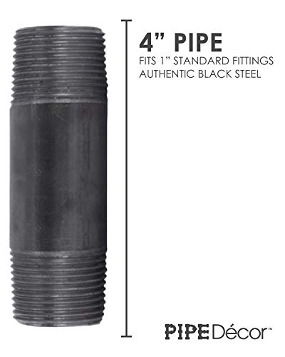 PIPE DECOR 1" x 4" Black Steel Plumbing Pipe, 6-Pack, Pre Cut Connector, Industrial Steel Grey Fits Standard One Inch Threaded Black Malleable Iron Fittings, Build Vintage DIY Furniture - Image 2