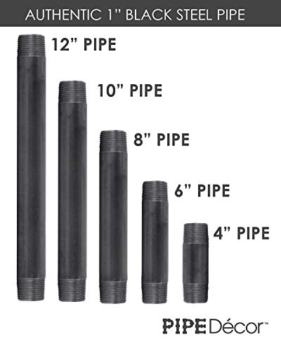 PIPE DECOR 1" x 4" Black Steel Plumbing Pipe, 6-Pack, Pre Cut Connector, Industrial Steel Grey Fits Standard One Inch Threaded Black Malleable Iron Fittings, Build Vintage DIY Furniture - Image 5