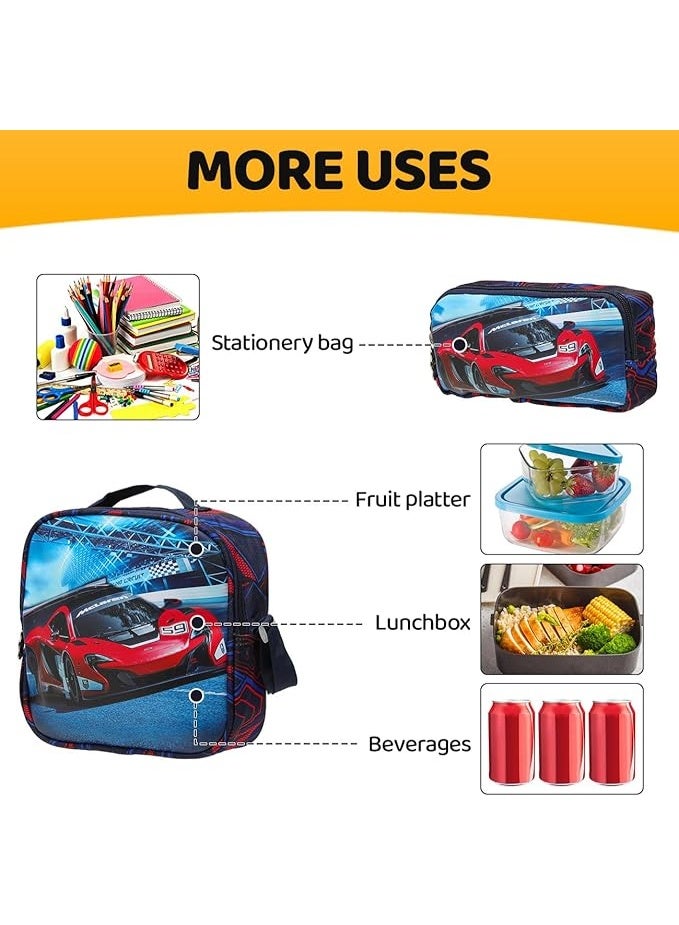 Lucky Kids Children Large Rolling School Bag Student Trolley School Bags with Lunch Bag, Pencil Box Wheeled Backpack Bag Set for Kids,2 Wheels - Image 3