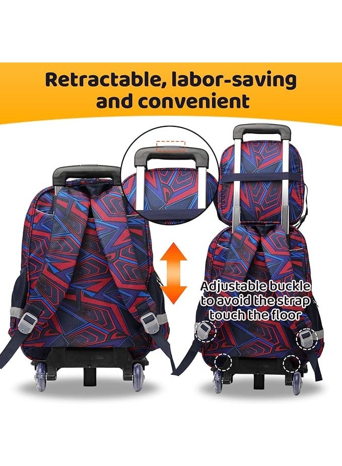 Lucky Kids Children Large Rolling School Bag Student Trolley School Bags with Lunch Bag, Pencil Box Wheeled Backpack Bag Set for Kids,2 Wheels - Image 4