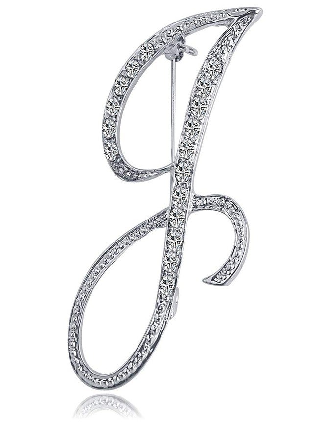 ETHOON Letter Brooch Pins Initial Rhinestone Brooch for Women Crafts Silvery J - Image 1