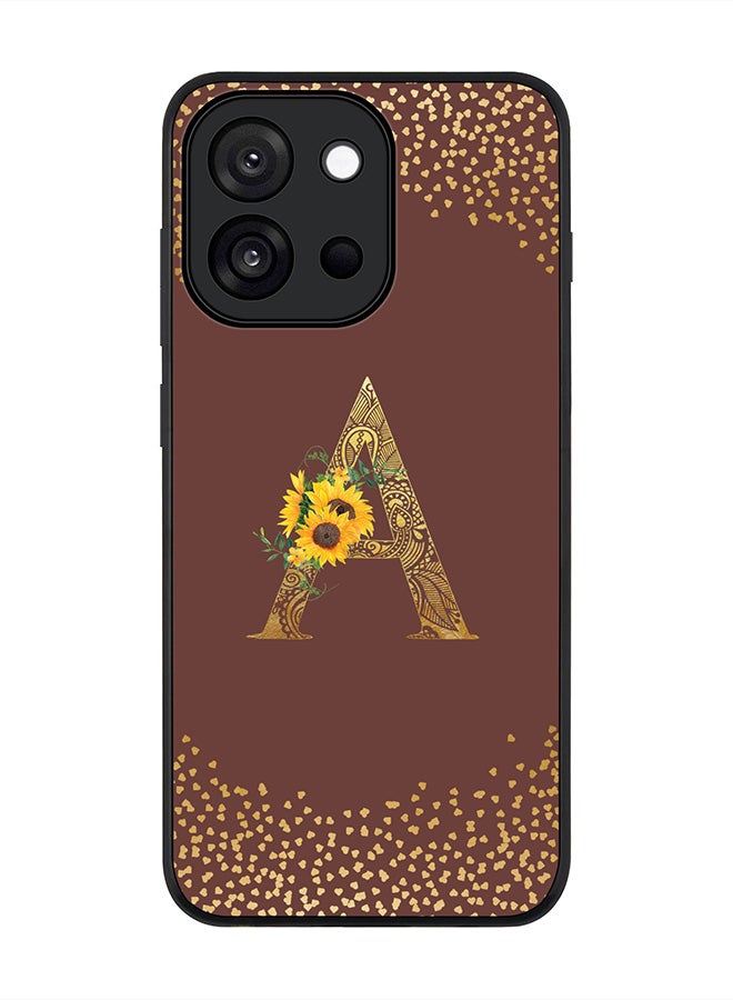 Stylizedd For OnePlus 13s / 13T Case,Slim fit Camera Protection, Shockproof Thin Phone cover  - Custom Floral Monogram - A  (Brown )