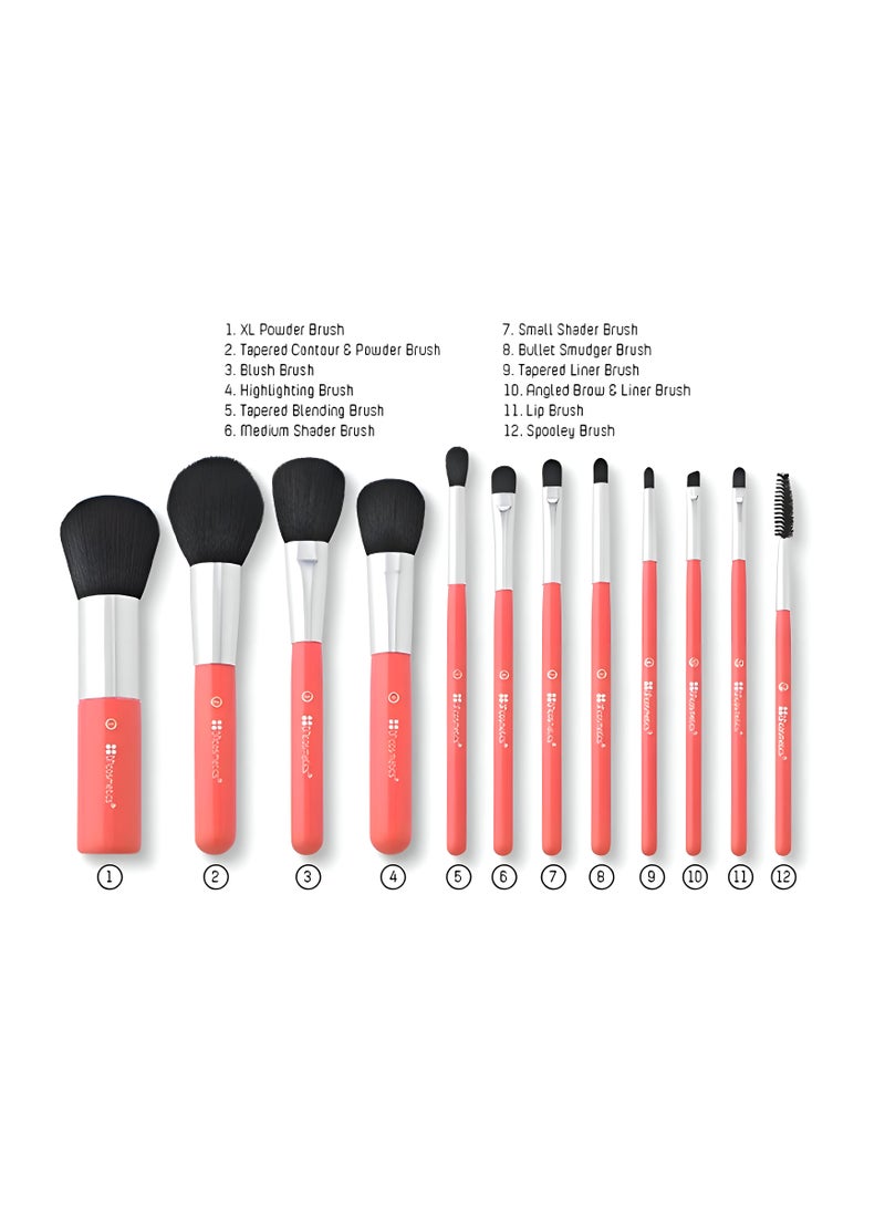BH Cosmetics Ph Cosmetics Orange Tiger Printed Makeup Brush Set, 12 Brushes - Image 2