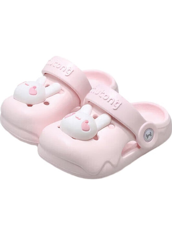 Shepherd Boy Mutong Children'S Slippers, Summer Boys' Sandals, Soft-Soled Girls' Cartoon Bath Shoes, Infant Home Shoes, Cute Rabbit Pink, Size 130 - Image 1