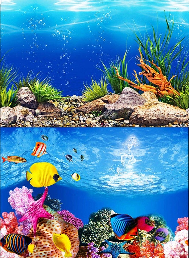 ELEBOX Water Plants Aquarium Background Poster HD Fish Tank Background Decorations Landscape 2 Sided 16"x 40" - Image 1