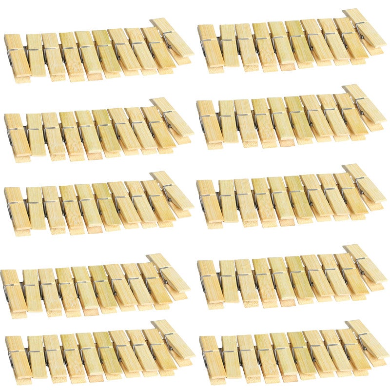 Bamboo Clothespins: 100 Pack 2.5 Inch Wood Color - 100% Natural Bamboo Rustproof Sturdy Steel Springs Lightweight Durable Multi-Purpose Clothespins for Home Office Laundry Crafts Decorations - Image 1