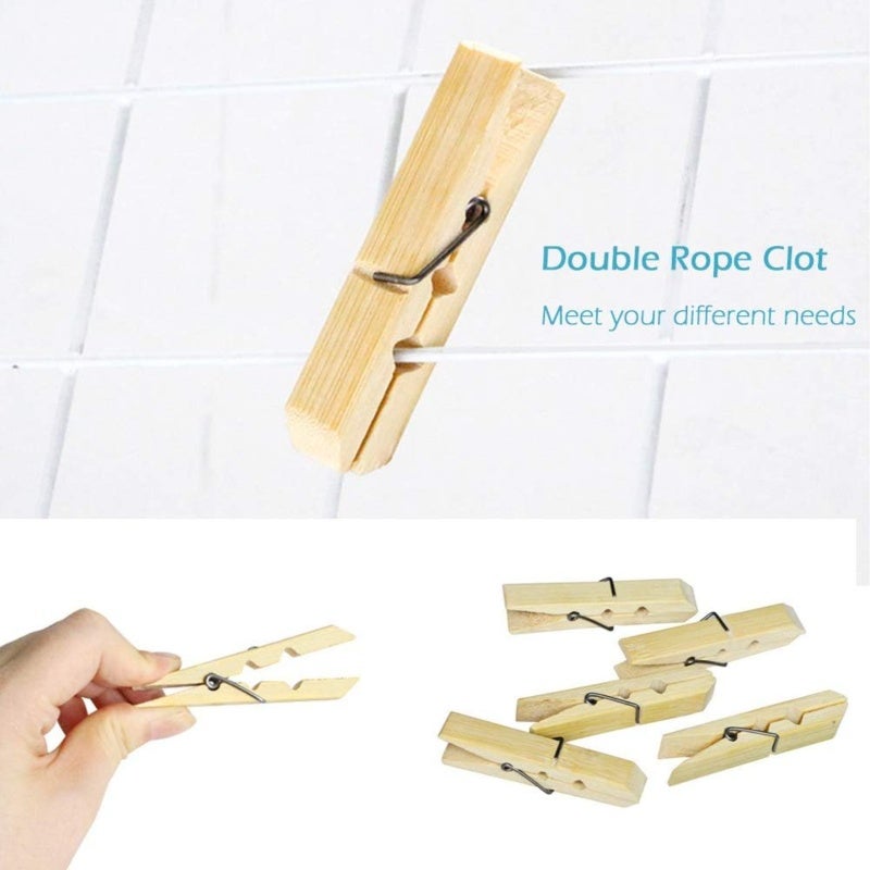 Bamboo Clothespins: 100 Pack 2.5 Inch Wood Color - 100% Natural Bamboo Rustproof Sturdy Steel Springs Lightweight Durable Multi-Purpose Clothespins for Home Office Laundry Crafts Decorations - Image 5