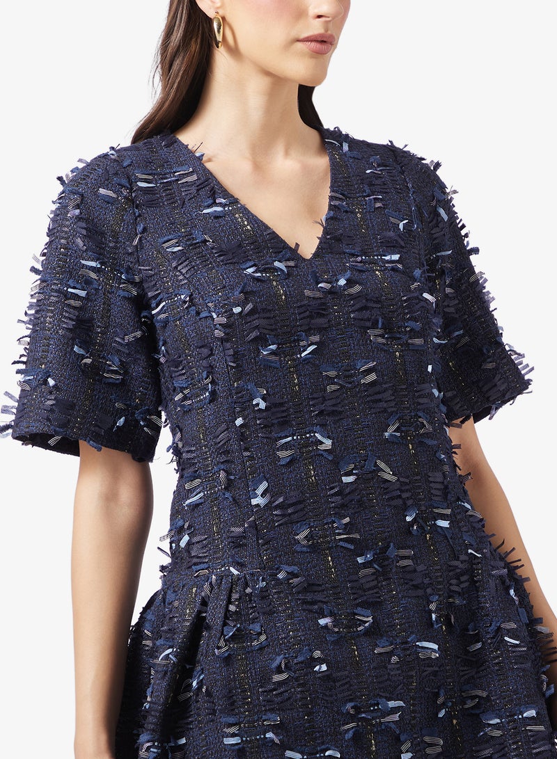 YAS Back Zip Short Sleeve V Neck Midi Dress - Image 3