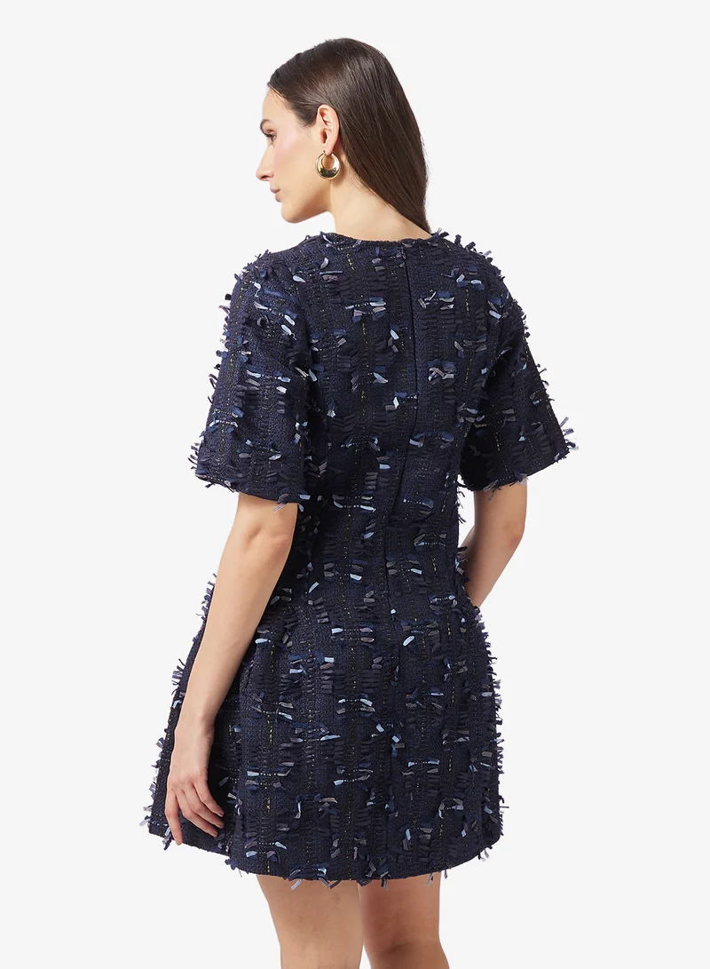 YAS Back Zip Short Sleeve V Neck Midi Dress