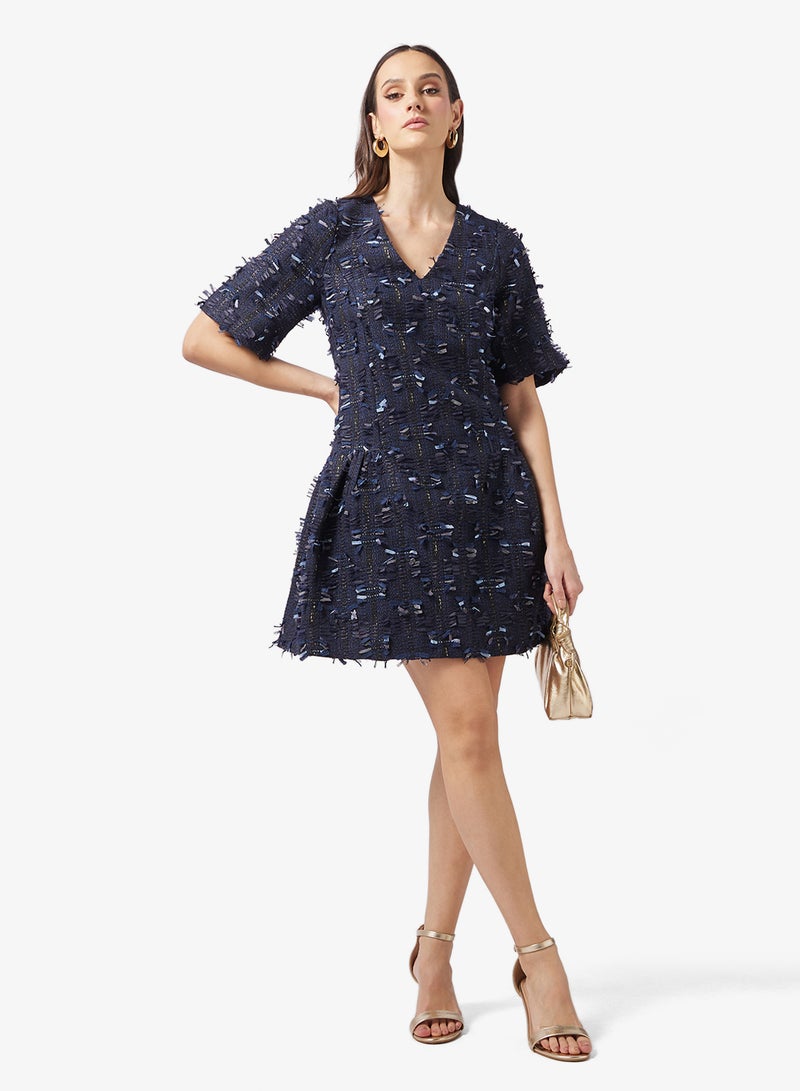 YAS Back Zip Short Sleeve V Neck Midi Dress - Image 4