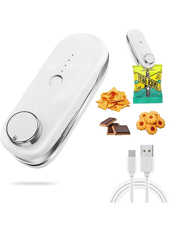 KASTWAVE Bag Sealer, 2 In 1 Handheld Bag Sealer Portable Chip Bag Sealer Heat Sealer Food Sealer Bag Sealer Heat Seal Sealer Machine For Chip Bags Food Home Snack Storage (White)  - Image 1
