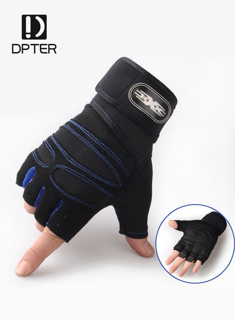 DPTER Weightlifting Gym Gloves with Wrist Wrap Support for Men and Women, Heavy Duty Exercise Gloves for Training, Fitness, Pull-ups - Image 1