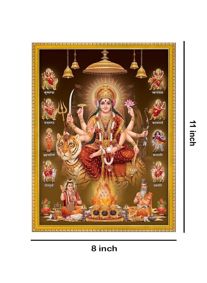 999STORE Nav Durga Mata Rani Photo Painting With Photo Frame For Mandir/Temple Nav Durga Mata Rani Photo Frame (Mdf & Fiber_12X8 Inches) God0141 - Vinyl - Image 4