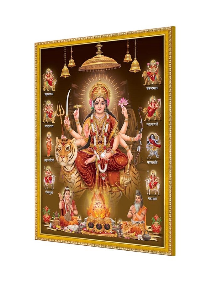 999STORE Nav Durga Mata Rani Photo Painting With Photo Frame For Mandir/Temple Nav Durga Mata Rani Photo Frame (Mdf & Fiber_12X8 Inches) God0141 - Vinyl - Image 3