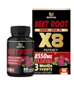 BMVINVOL Beet Root Extract Green Tea,Red Spinach,Ginseng- 8550mg 90caps  - Image 1
