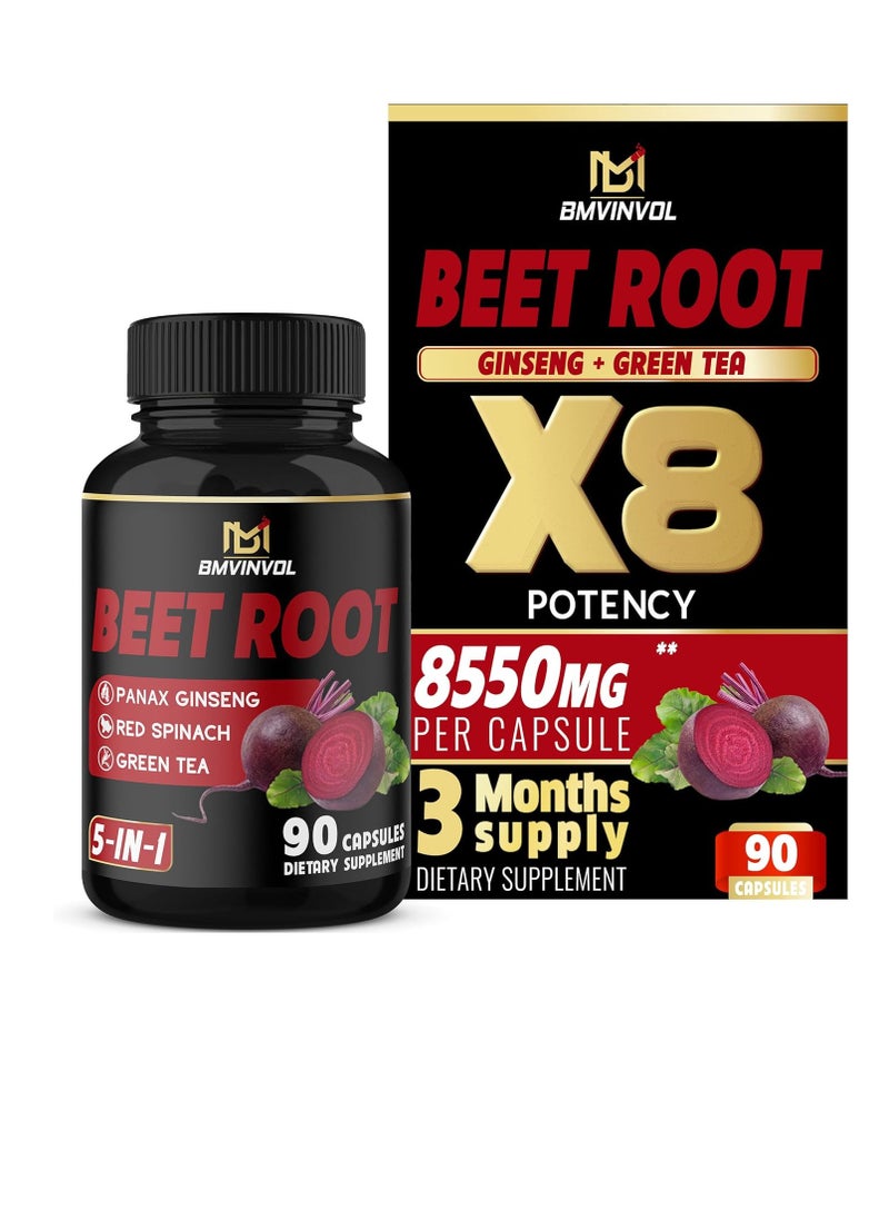 BMVINVOL - Beet Root Extract Green Tea,Red Spinach,Ginseng- 8550mg 90caps - Image 1