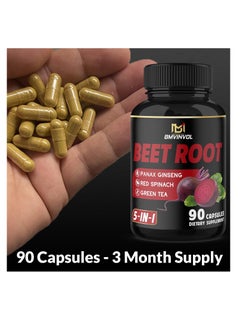 BMVINVOL Beet Root Extract Green Tea,Red Spinach,Ginseng- 8550mg 90caps  - Image 3