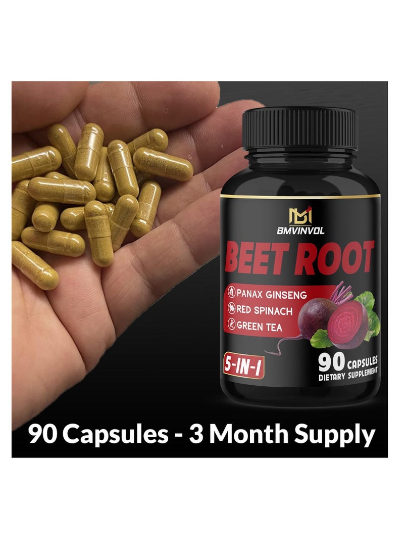 BMVINVOL - Beet Root Extract Green Tea,Red Spinach,Ginseng- 8550mg 90caps - Image 1