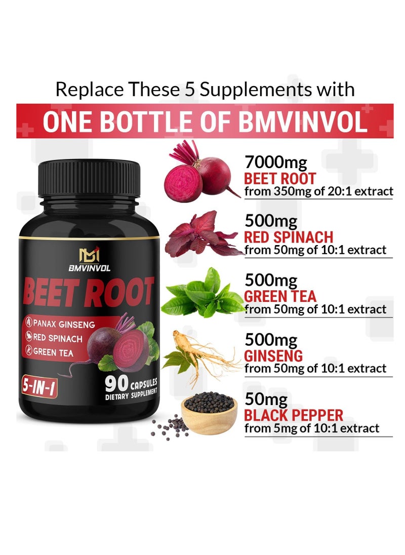 BMVINVOL - Beet Root Extract Green Tea,Red Spinach,Ginseng- 8550mg 90caps - Image 1
