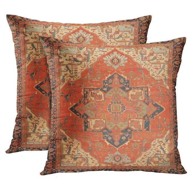 THROW PILLOW COVERS AZTEC KILIM HOME ART DECOR 18 X 18 INCHES SET OF 2 CUSHION SOFA CASES ABSTRACT OIL PAINTING PILLOWCASES FOR BEDROOM LIVING ROOM ETHNIC DECORATIVE TURKISH TRIBAL