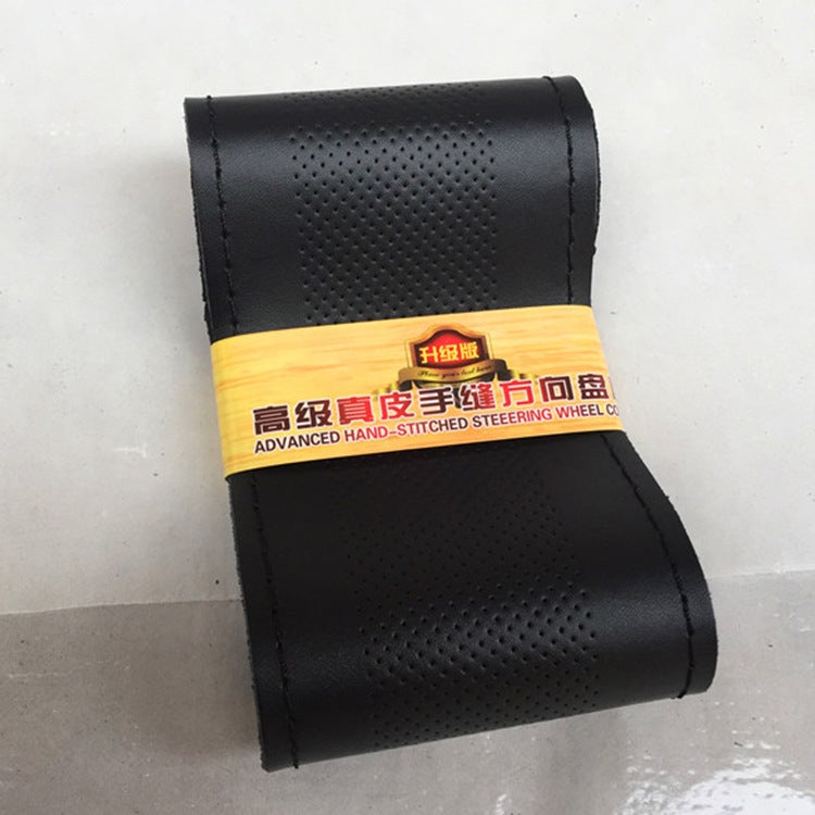Fashion Breathable Perforated Steering Wheel Handle Cover Four Seasons Universal Wear-Resistant Hand-Sewn Car Steering Wheel Cover - Image 4