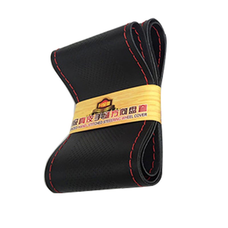 Fashion Breathable Perforated Steering Wheel Handle Cover Four Seasons Universal Wear-Resistant Hand-Sewn Car Steering Wheel Cover - Image 1