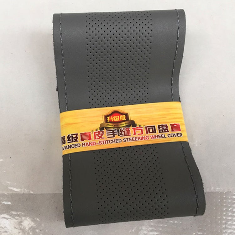 Fashion Breathable Perforated Steering Wheel Handle Cover Four Seasons Universal Wear-Resistant Hand-Sewn Car Steering Wheel Cover - Image 3