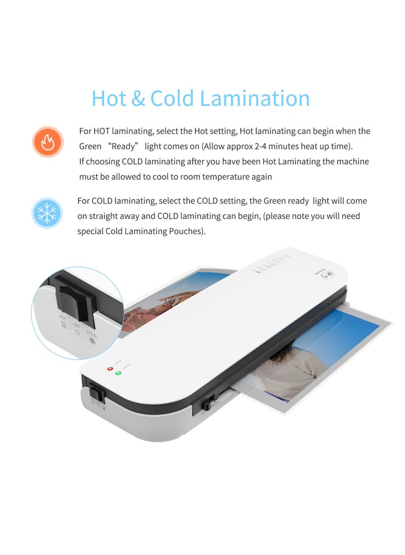 OSMILE - OSMILE SL289 Desktop Laminator Machine Set, A4 A5 A6 Size Hot And Cold Laminating Machine 2 Roller System 9 inches Max Width Suitabe for A4/A5/A6 Laminating Pouches for Home Office School Supplies - Image 1