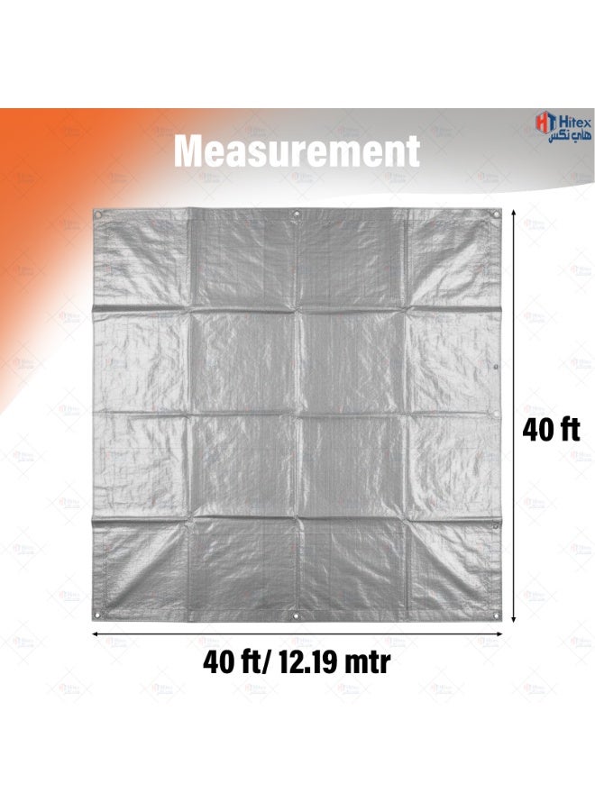Hitex Tarpaulin Sheet – Light, Medium & Heavy Duty Waterproof Cover | UV Resistant, Tear-Proof, Multi-Purpose Tarpaulin for Construction, Storage & Camping (SILVER-ORANGE (HEAVY DUTY), 40ft X40ft) - Image 2
