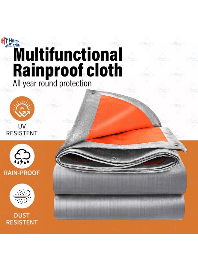 Hitex Tarpaulin Sheet – Light, Medium & Heavy Duty Waterproof Cover | UV Resistant, Tear-Proof, Multi-Purpose Tarpaulin for Construction, Storage & Camping (SILVER-ORANGE (HEAVY DUTY), 40ft X40ft) - Image 3