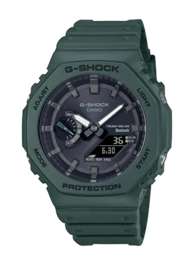 G-SHOCK ساعة يد أنالوج بلس رقمية مستديرة مع حزام من الراتنج GA-B2100-3ADR